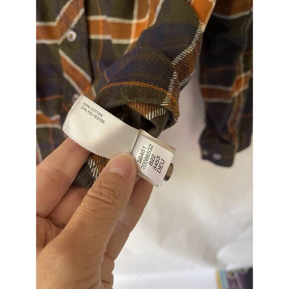 Duluth Trading Flannel Womens XXL 2XL Orange Plaid Folklore Button Heavy Shirt - Picture 5 of 7